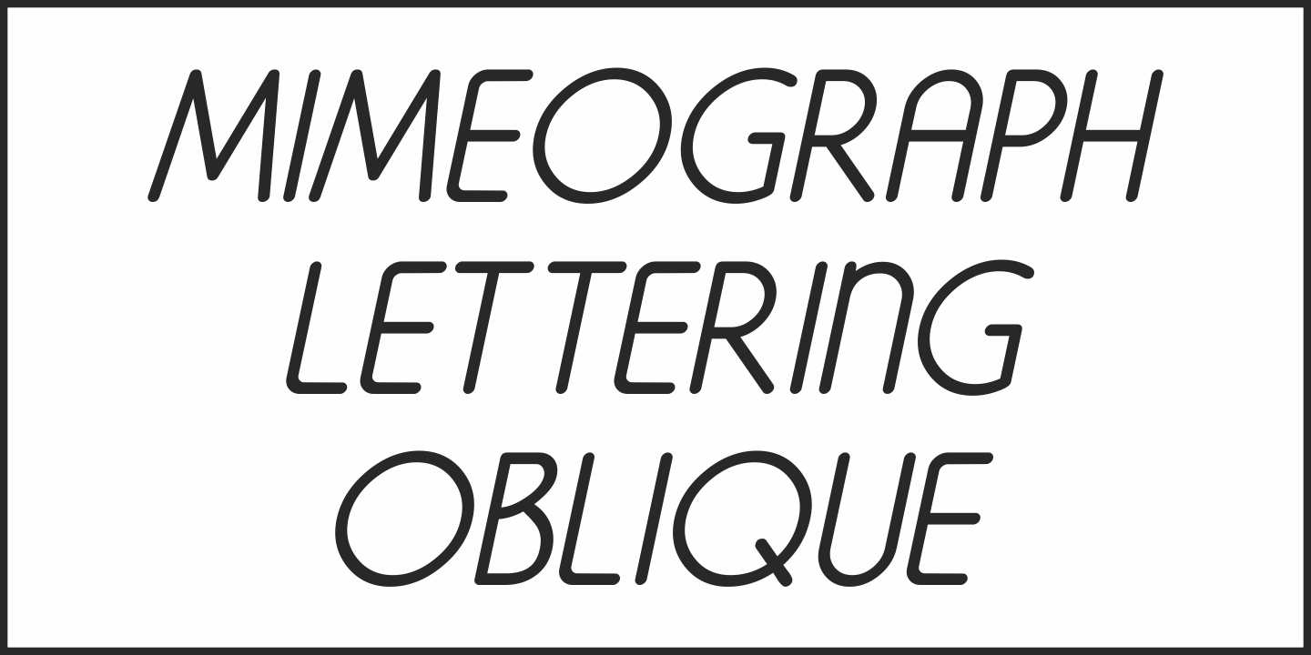 Beispiel einer Mimeograph Lettering JNL Oblique-Schriftart